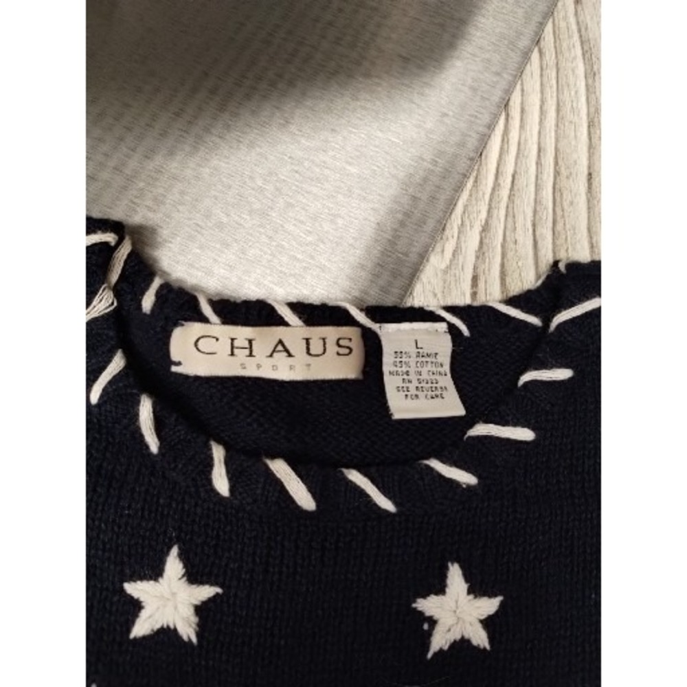 Chaus Sweater Womens Large Knit American Flag 4th July Patriotic Patchwork - Picture 3 of 5